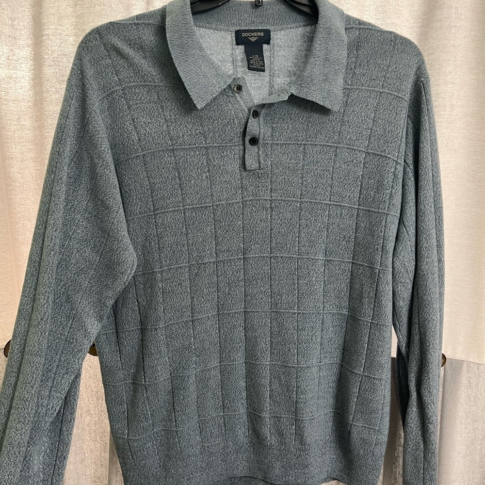 Dockers Blue-Gray Knit Polo Shirt